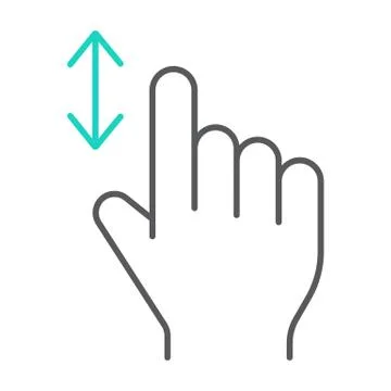 Vertical scroll thin line icon, finger and gesture, hand sign, vector graphics Stock Illustration