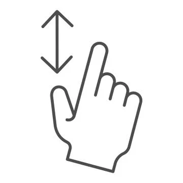 Vertical scroll thin line icon. Resize in height vector illustration isolated on Illustrazione stock