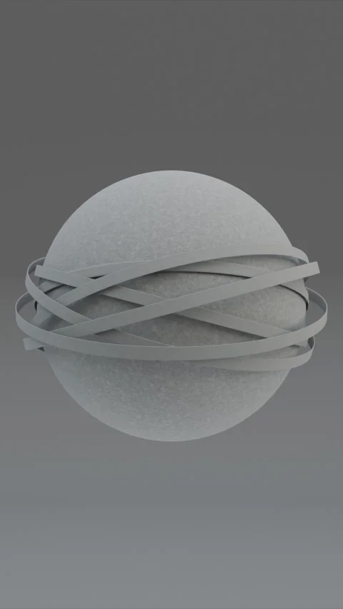 Vertical Seamless 3d Render Of Gray Abstract Sphere With Atom Like Rings Stock Footage 256293029