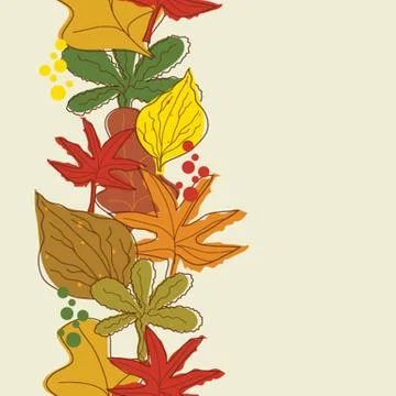 Vertical seamless border with autumn background. Stock Illustration