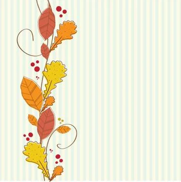 Vertical seamless border with autumn background. Stock Illustration