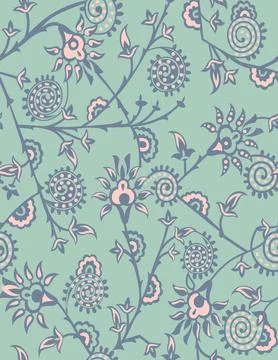 Vertical seamless floral pattern background. Stock Illustration