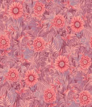 Vertical seamless floral pattern for wallpapers Stock Illustration