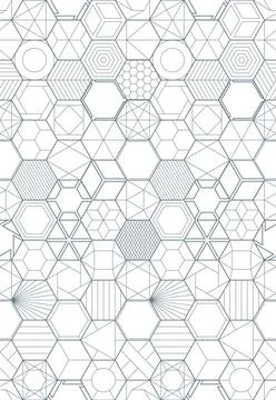 Vertical seamless hexagonal line pattern with thin dark strokes forming stack 스톡 일러스트