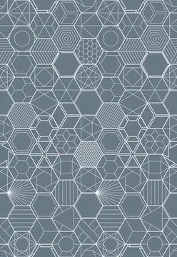 Vertical seamless hexagonal line pattern with thin dark strokes forming sta.. Stock Illustration