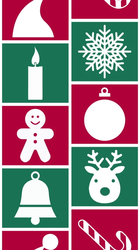 Vertical seamless loop animation with flat Christmas icons reindeer, snowflake Stock Footage 321278744