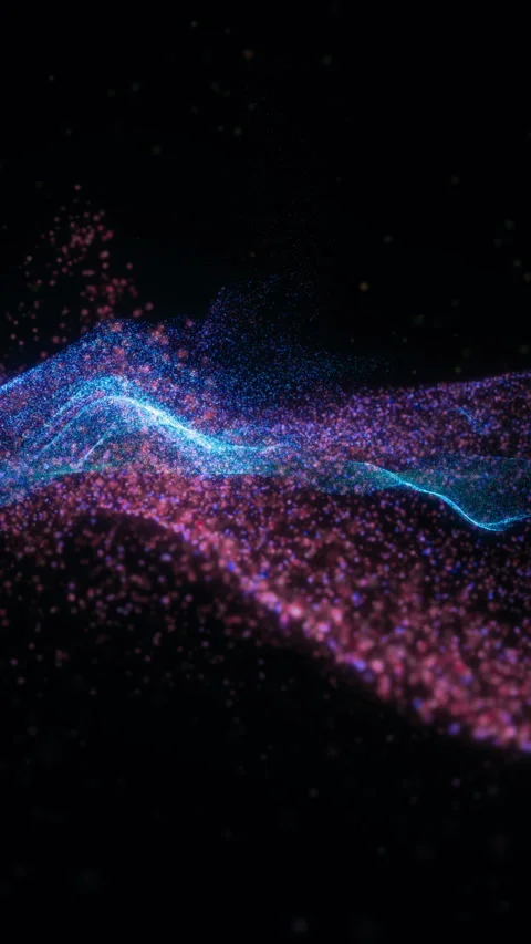 Vertical seamless loop of colorful digital particle wave in 3D space Stock-Footage 328588678