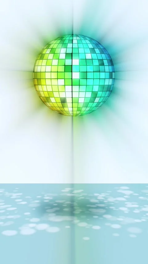 Vertical seamless loop disco ball animation, rotating mirror sphere, glowing Vidéo 335324382