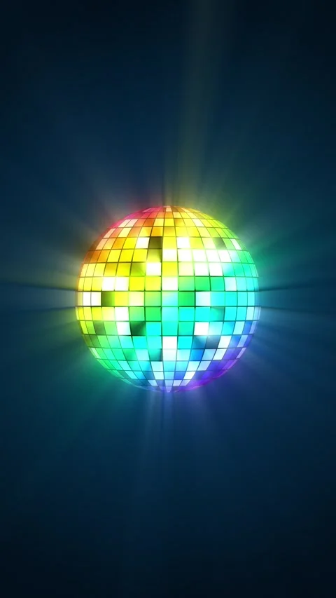 Vertical seamless loop disco ball animation, rotating mirror sphere, glowing Stock Footage 335325213
