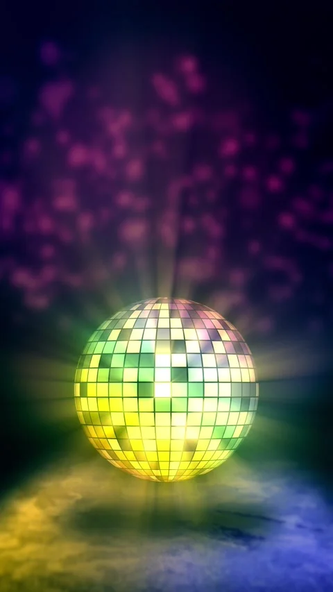 Vertical seamless loop disco ball animation, rotating mirror sphere, glowing Stock Footage 335325349