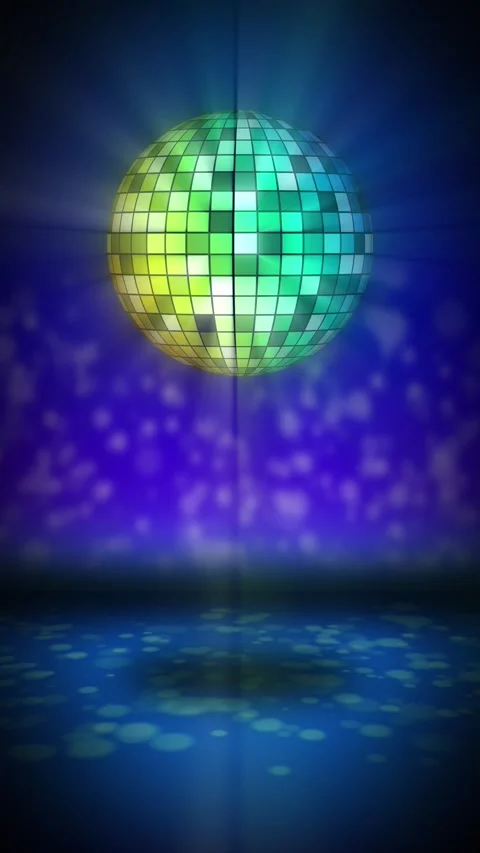 Vertical seamless loop disco ball animation, rotating mirror sphere, glowing Stock Footage 335352652