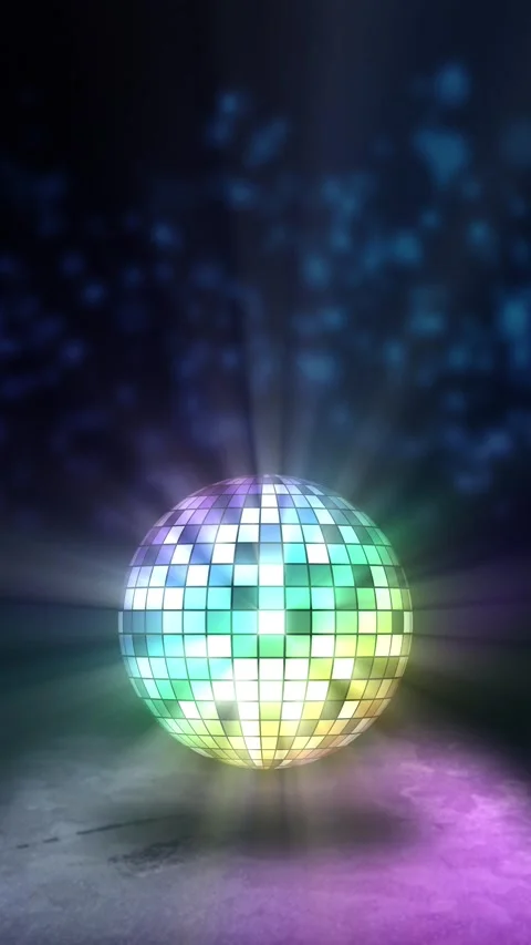 Vertical seamless loop disco ball animation, rotating mirror sphere, glowing Stock Footage 335974159