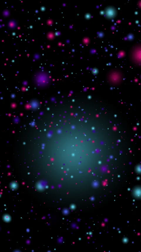 A vertical seamless loop of glowing neon particles floating in space, blending Stock Footage 321053637