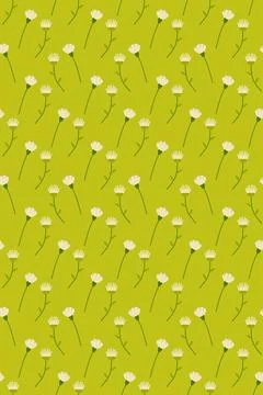 Vertical seamless pattern, background green with white flowers. for your ca.. Stock Illustration