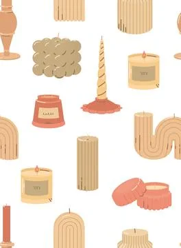 Vertical seamless pattern with decorative candles. Suitable for posters and Stock Illustration