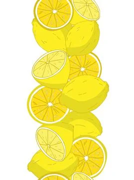 Vertical seamless pattern with lemons Stock Illustration