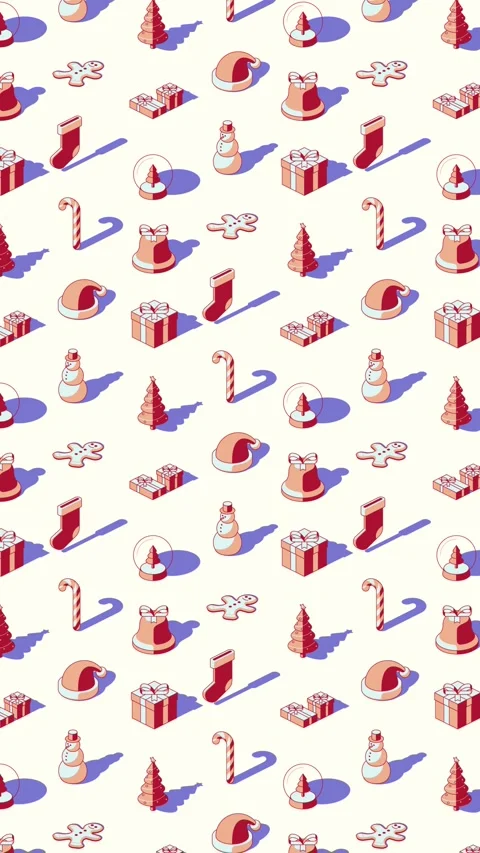 Vertical seamless pattern loop of Christmas related isometric icons Stock Footage 320039580