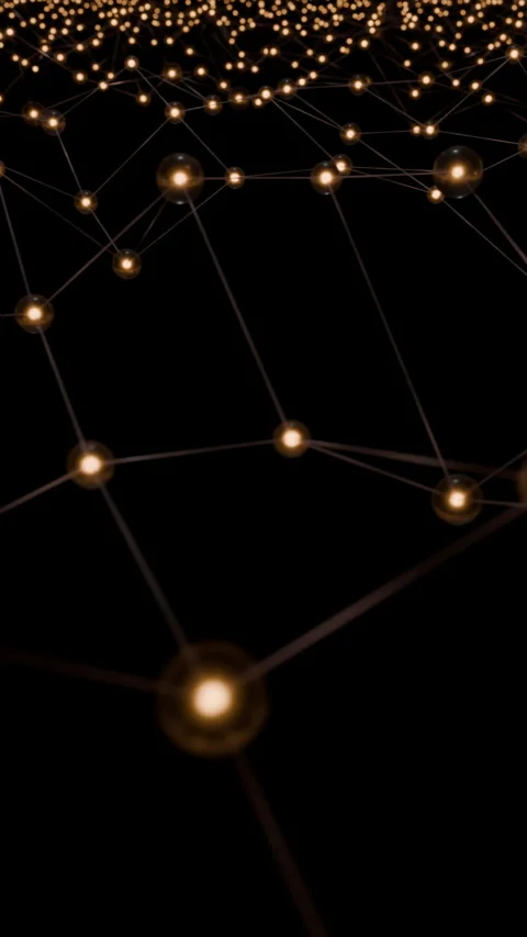 Vertical seamless plexus animation, warm light bulbs connected Stock Footage 303062533