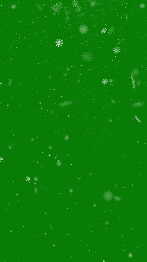 Vertical Seamless winter snowfall with 3D snowflakes (Green Screen) Stock Footage 333832488