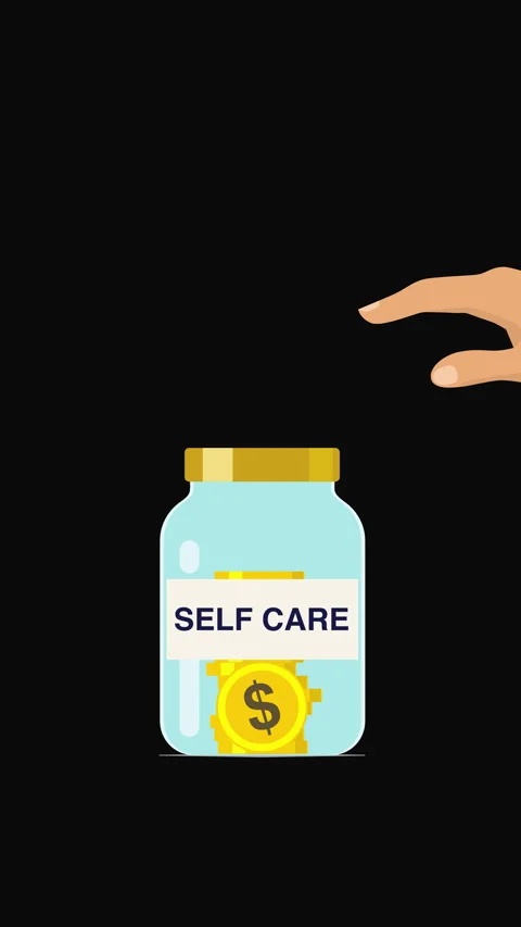 Vertical Self Care Savings Jar Animation with Coins Stock Footage 335896033