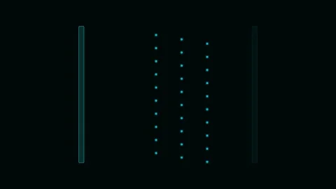A vertical series of glowing cyan dots arranged in a double column pattern Stock Footage 338311290