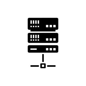 Vertical Server Rack Stack Glyph Icon Stock Illustration