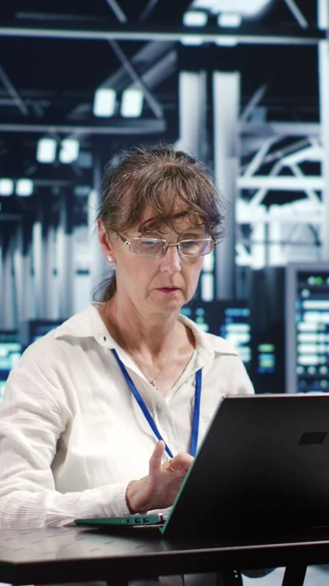 Vertical Server room with AI supercomputers Stock Footage 247627894