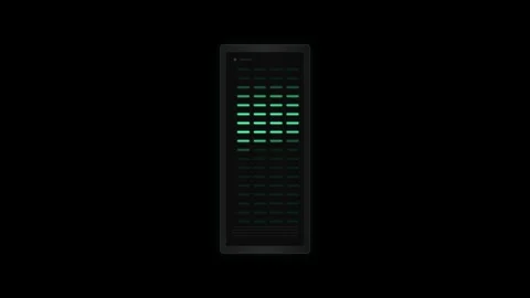 Vertical Server Tower with Sequential Emerald Green Data Indicators on Blac.. Stock Footage 346611175