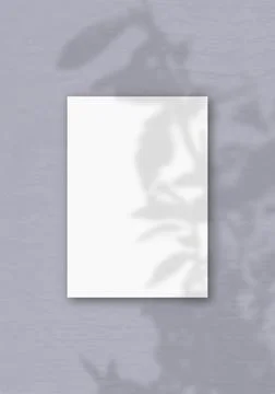 The vertical sheet of white textured A4 paper on the lilac wall background. M Illustrazione stock