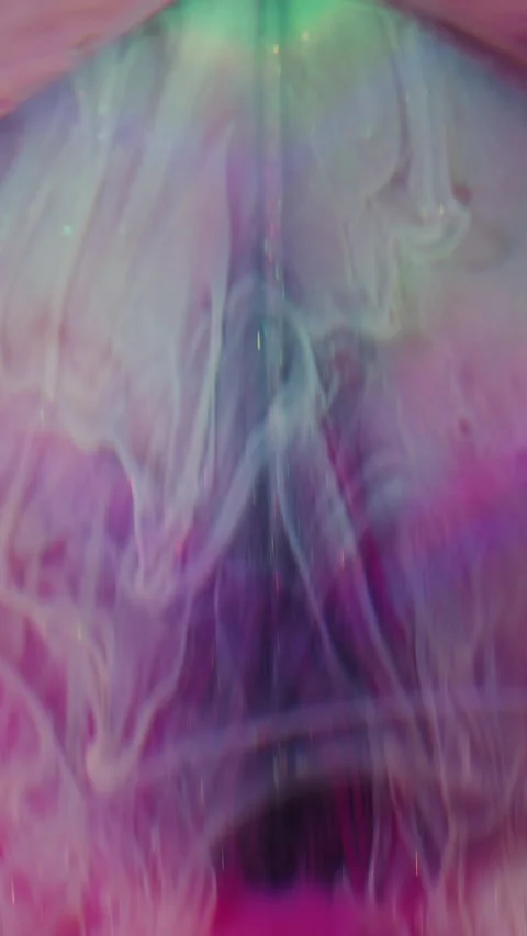 Vertical shiny ink drop blurred fluid blend spill Stock Footage 340630857
