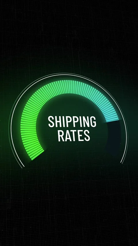 Vertical shipping rates meter increasing on digital screen, delivery costs an 動画素材 331002673