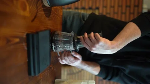 Vertical Shoot : Aero press Coffee Brew Stock Footage 196167409