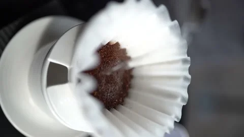 Vertical Shoot : Morning Coffee Brew With Pour Over Chemex, Paper Filter Video stock 196167487