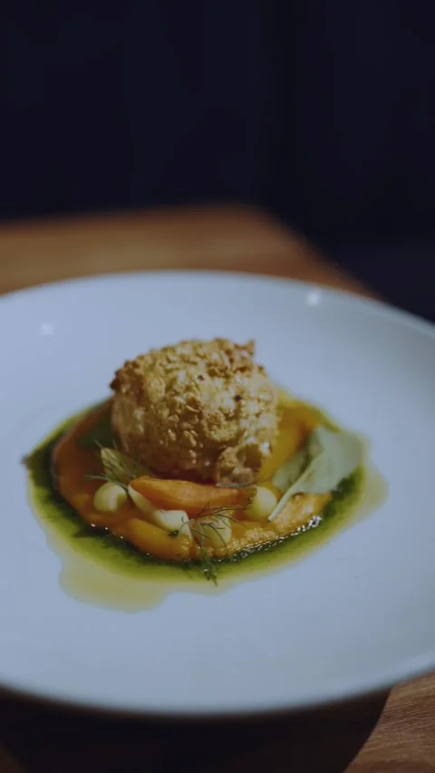 Vertical shooting of food on a rotating table Stock Footage 164931063