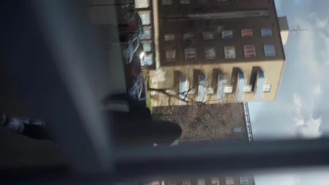 Vertical shooting, the hooligan runs away, the guy runs from the police Stock Footage 266445508