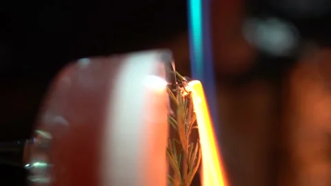 Vertical Shooting : The incense placed on the cocktail is burned Video stock 196201483