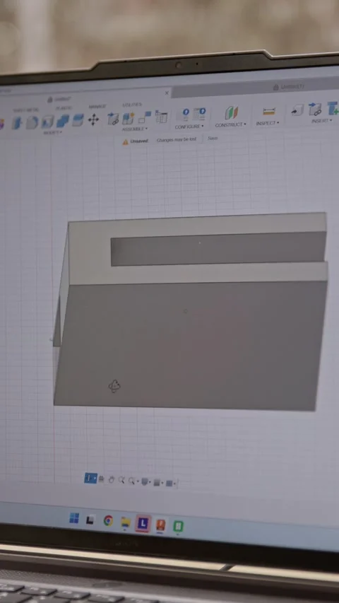 Vertical Shot of 3D CAD Model of U-Shaped Bracket Design on Laptop Screen Stock Footage 334250472