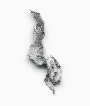 Vertical shot of a 3D rendering of the map of Malawi on a white background 스톡 일러스트