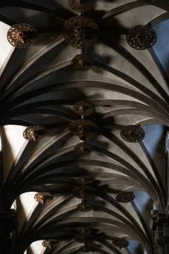 Vertical shot of an ancient ceiling with interesting patterns Stock Photos