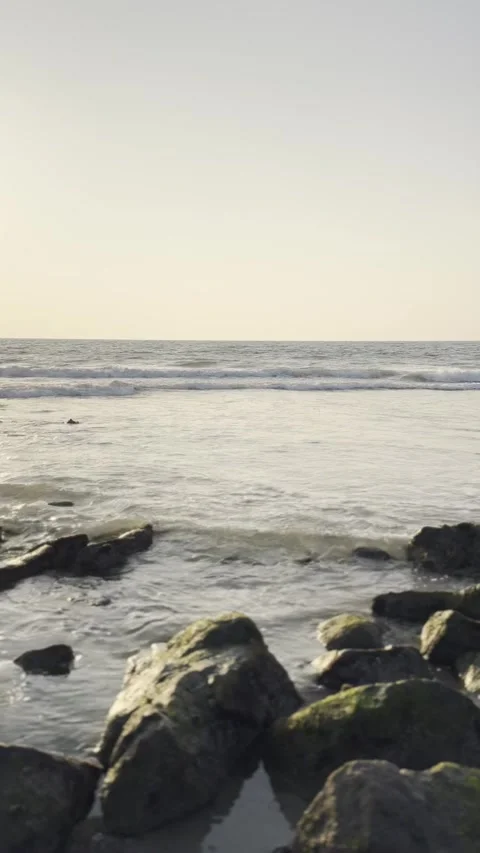 Vertical shot of a beach in Dubai Stock Footage 273206717