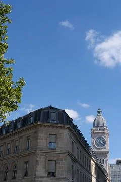 Vertical shot of the beautiful Clock tower found in the city of Paris, France Stock Photos