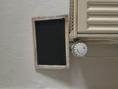 Vertical shot of a black surface with white frames on a radiator Stock Photos