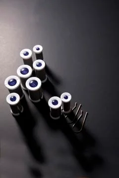 Vertical shot of blue hot rollers Stock Photos