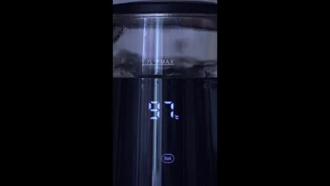 Vertical shot of boiling water inside a modern glass electric kettle. Stock Footage 342487959