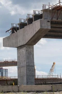 Vertical Shot Of Bridge Overpass Under Construction In Metro Atlanta Stock Photos