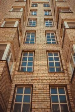 Vertical shot of a building made up of rectangular stones Stock Photos