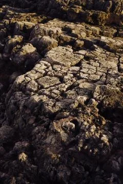 Vertical shot of a bumpy cliff on a sunny day 스톡 사진