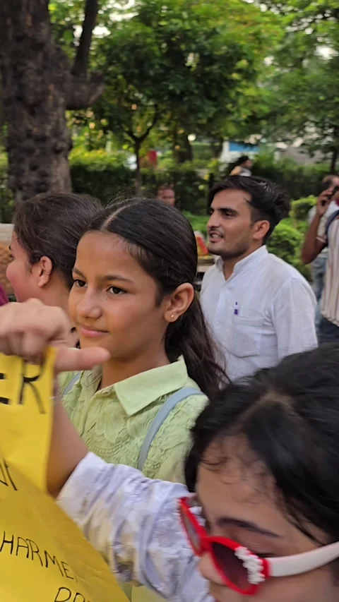 Vertical Shot of CJP Student Protest Over NEET Paper Leak at Jantar Mantar Delhi Stock Footage 344951355