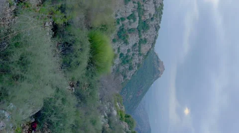 Vertical shot of Dusk time-lapse of the hills near Nimrod, Israel Stock Footage 54172463
