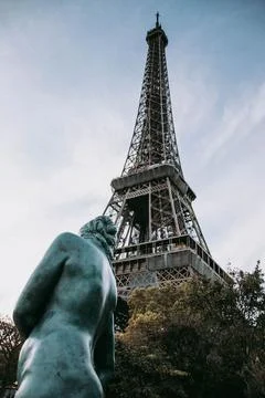 Vertical shot of the Eiffel Tower in the daylight in Paris, France Stock Photos